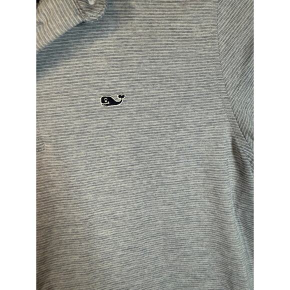 Vineyard Vines Youth OTG Sankaty Polo Preppy Gray Striped Performance - Medium - Picture 3 of 8
